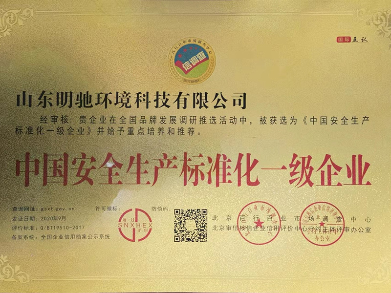 中国安全生产标准化一级企业